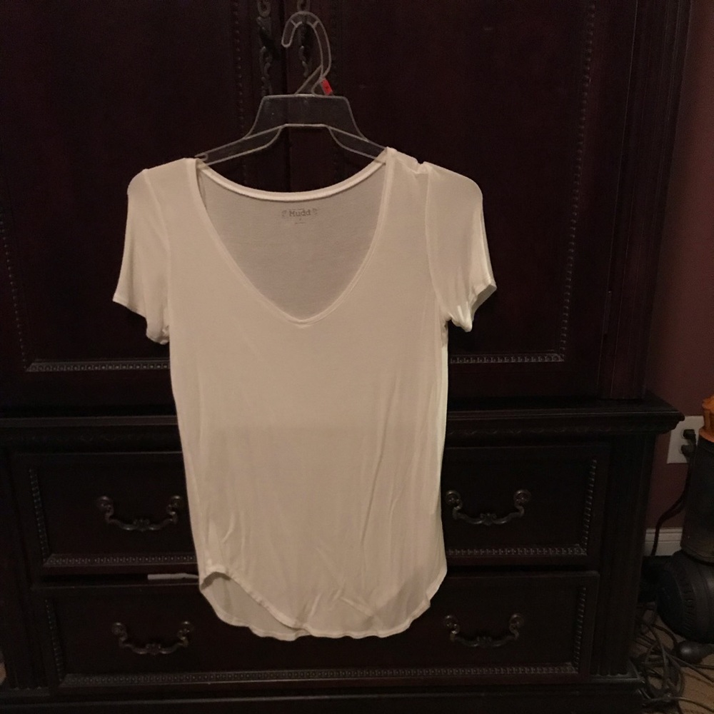 Mudd brand deep v-neck white T-shirt